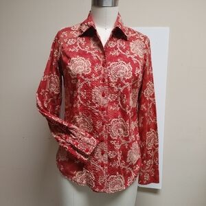 Organic Cotton Button Down Shirt in Auburn & Tan Made in India